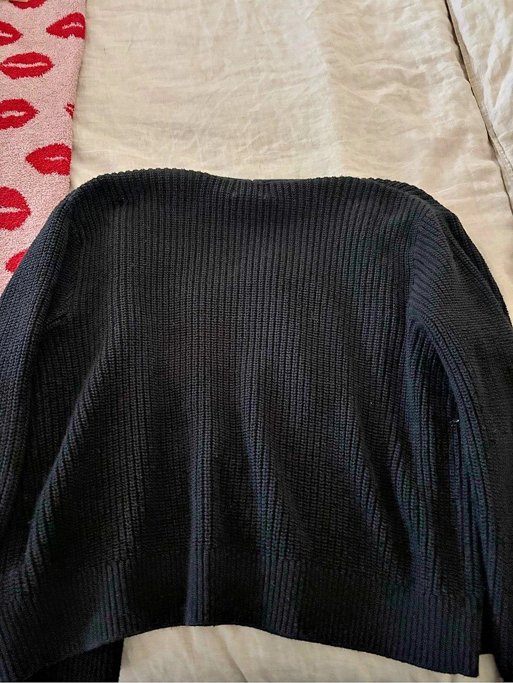 H&M Ribbed Button-Front Cardigan Black Large - Picture 5 of 6